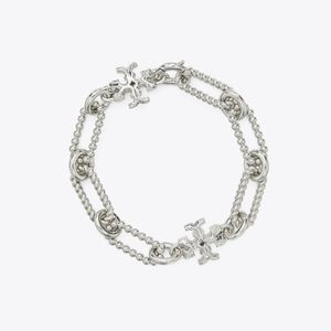 Tory Burch Silver Roxanne Chain Rope Bracelet with Dust Bag
